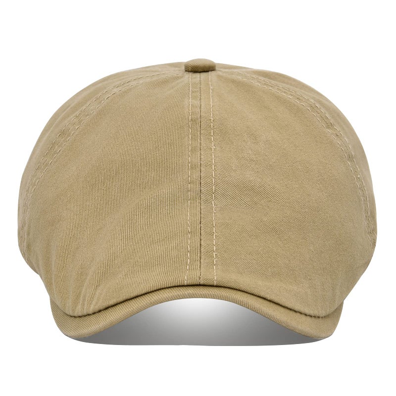 VOBOOM Cotton Washing Flat Cap Cabbie Hat Gatsby Ivy Irish Hunting Newsboy (Khaki) - Image 2
